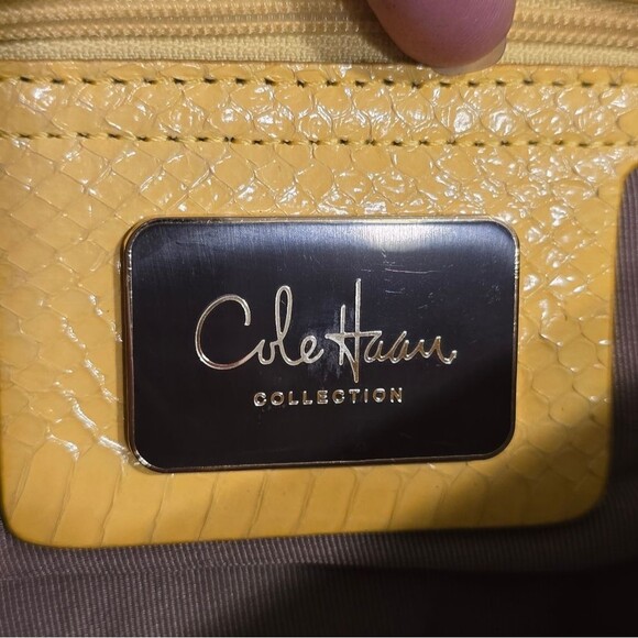 Cole Haan Collection Vintage Snakeskin Leather Clutch envelope wristlet Yellow - Picture 5 of 11